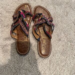 Sam Edelman Brown Sandals with Pink and Gold Bead Accents